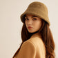 Stijlvolle wollen mengelook buckethat voor elegante zonbescherming
