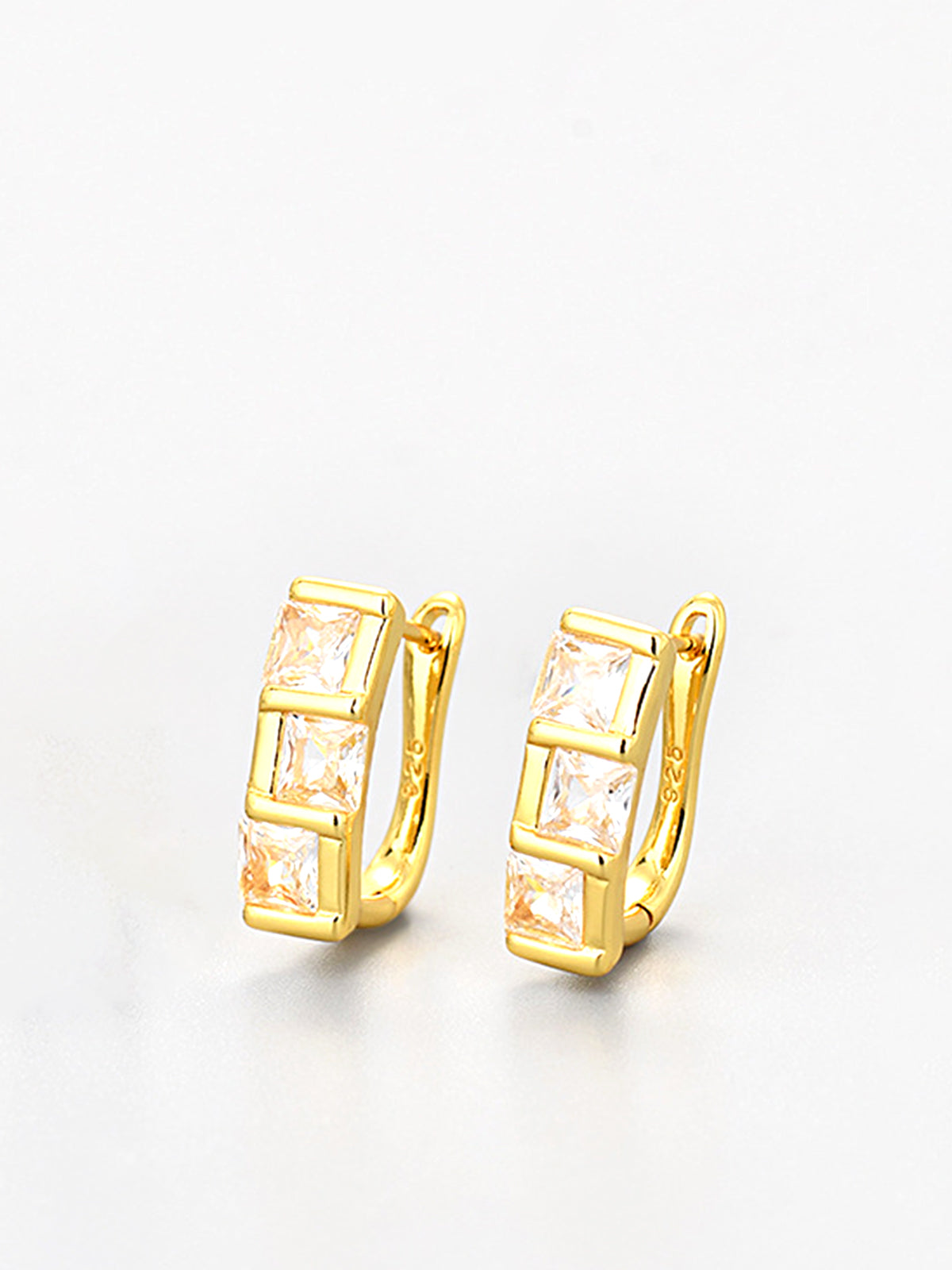 Chic Vierkante Zircon Hoepel Oorbellen voor een Indrukwekkende Look