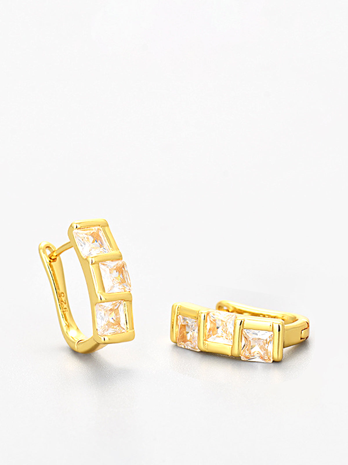 Chic Vierkante Zircon Hoepel Oorbellen voor een Indrukwekkende Look