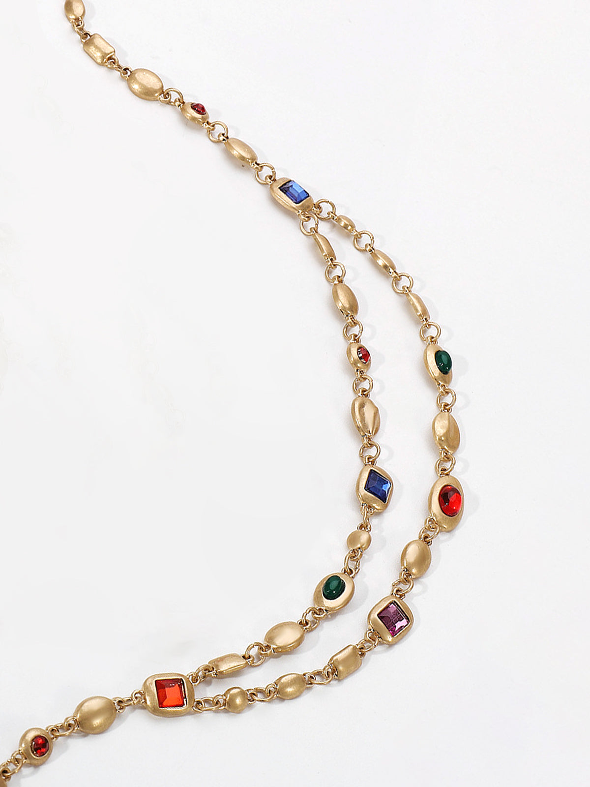 Kralenketting met gekleurde parels in dubbele rij - Elegant en uniek stijl
