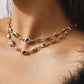 Kralenketting met gekleurde parels in dubbele rij - Elegant en uniek stijl