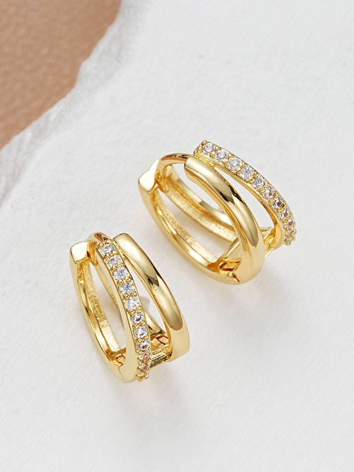 Dubbele Hoepel Rhinestone Oorbellen