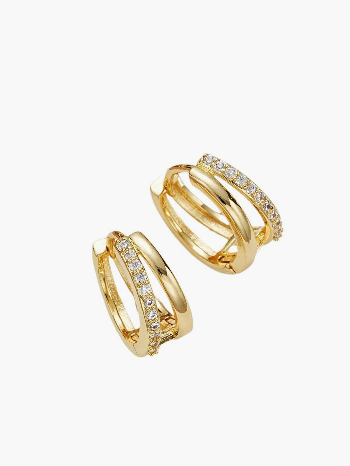 Dubbele Hoepel Rhinestone Oorbellen