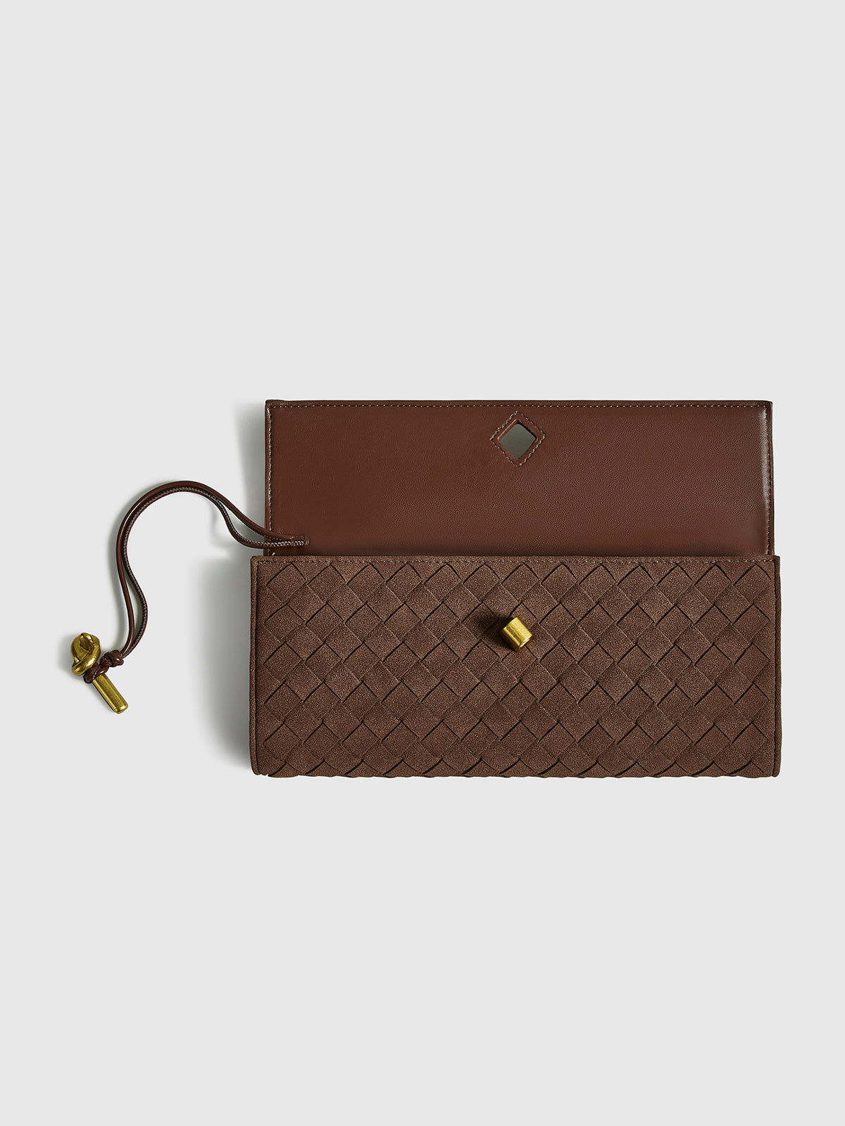 Elegante suède clutch met klep voor stijlvolle verschijningen