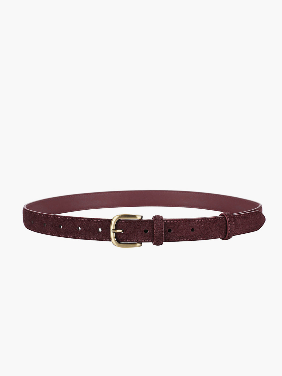 Elegante en hardly elegante suède riem met dunklekkel en smalle gesp