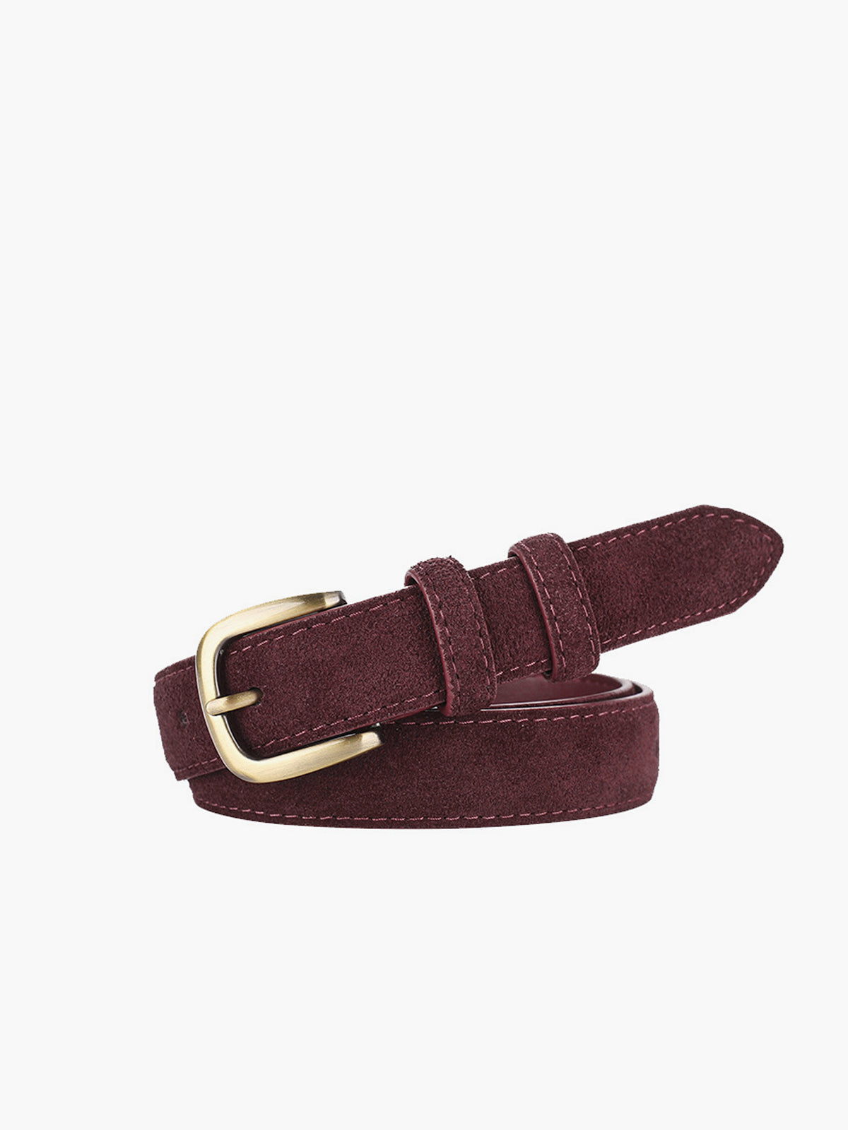 Elegante en hardly elegante suède riem met dunklekkel en smalle gesp