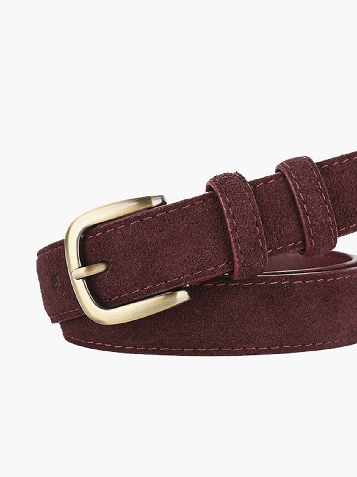 Elegante en hardly elegante suède riem met dunklekkel en smalle gesp
