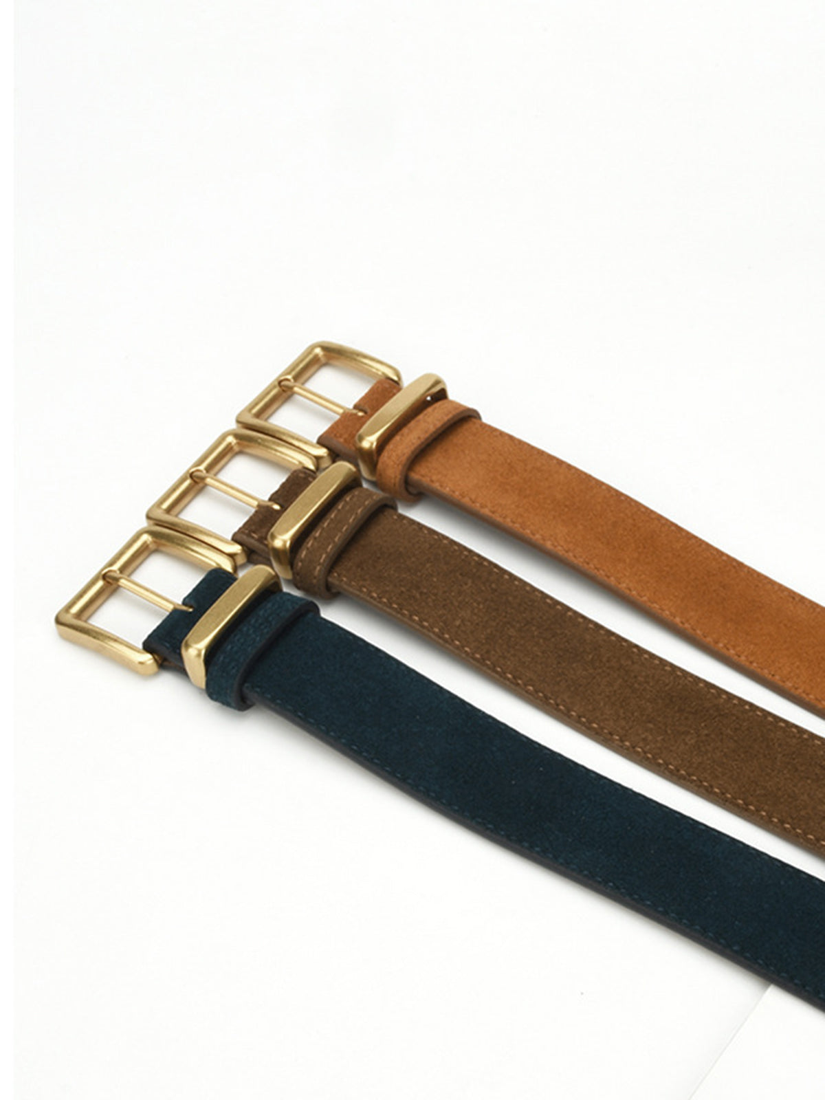 Leren suède riem met elegante gouden gesp