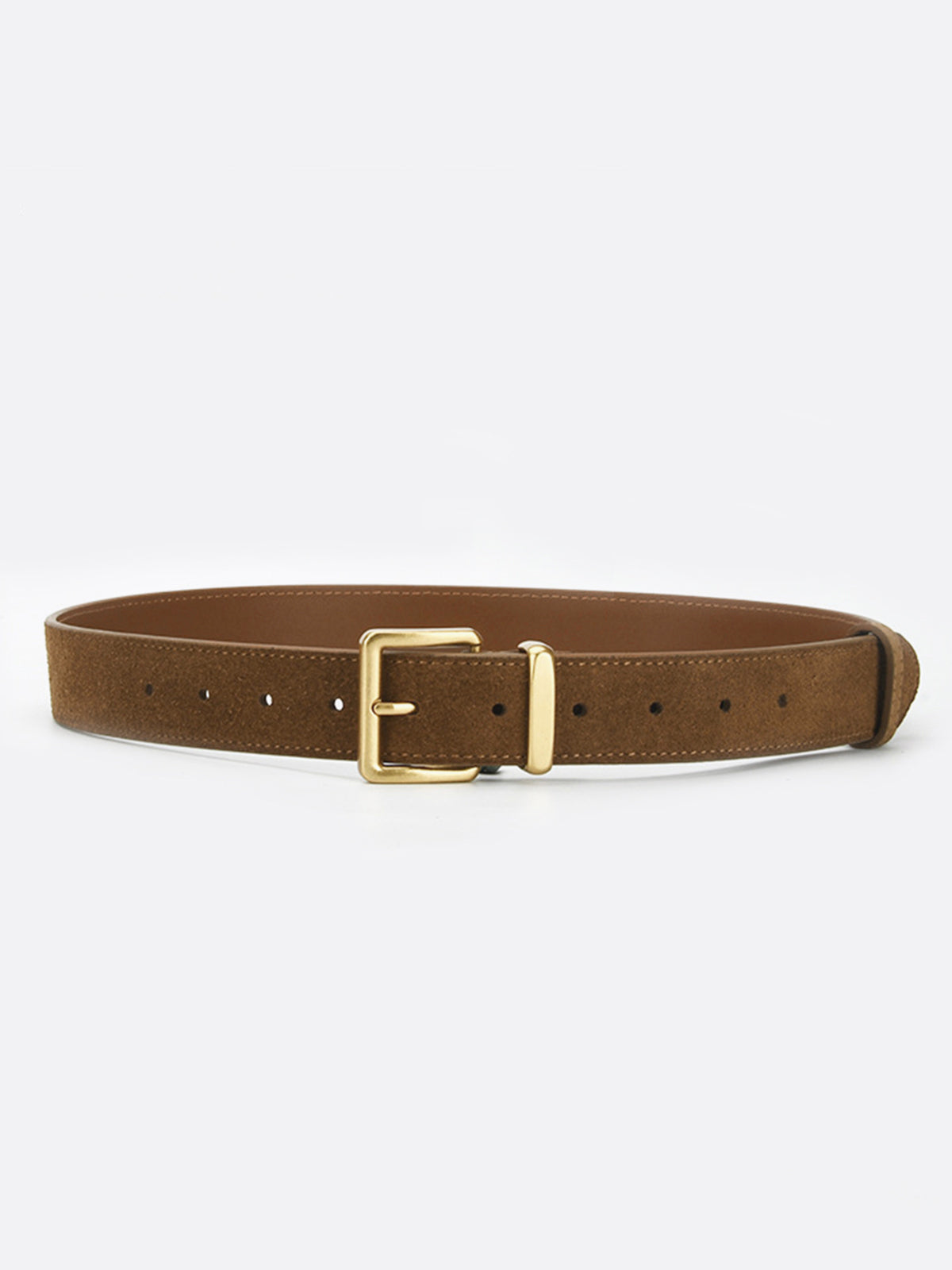 Leren suède riem met elegante gouden gesp