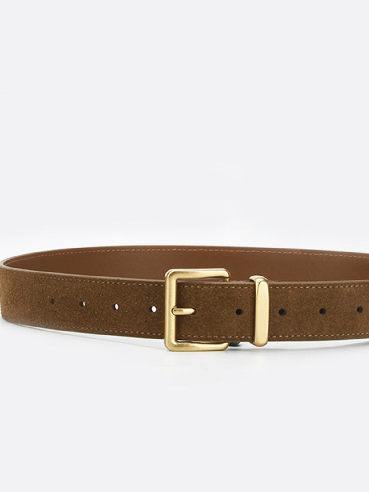 Leren suède riem met elegante gouden gesp
