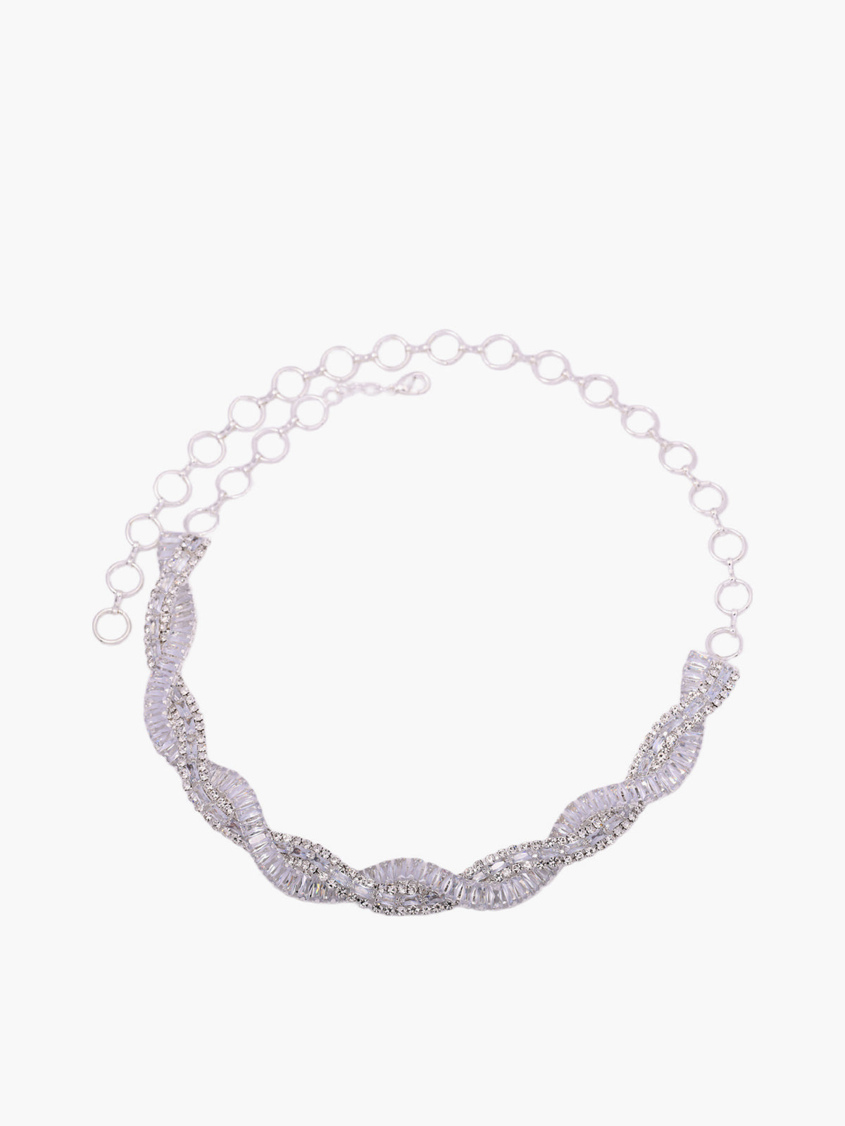 Rondoogketting met torsie en strass voor een glamoureuze en trendy uitstraling