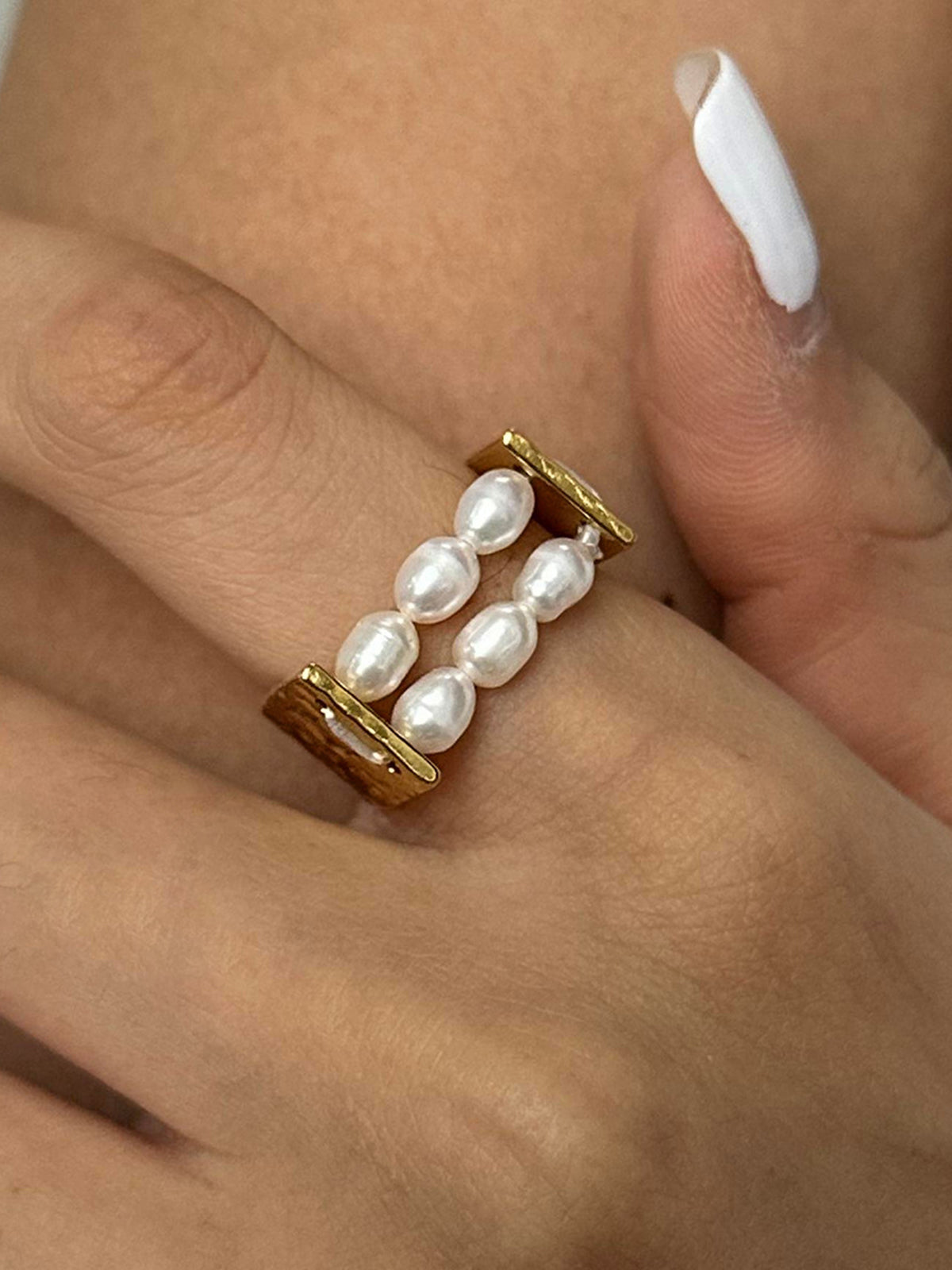Elegante U-vorm Perlen Tunnelring voor stijlvolle sieraden