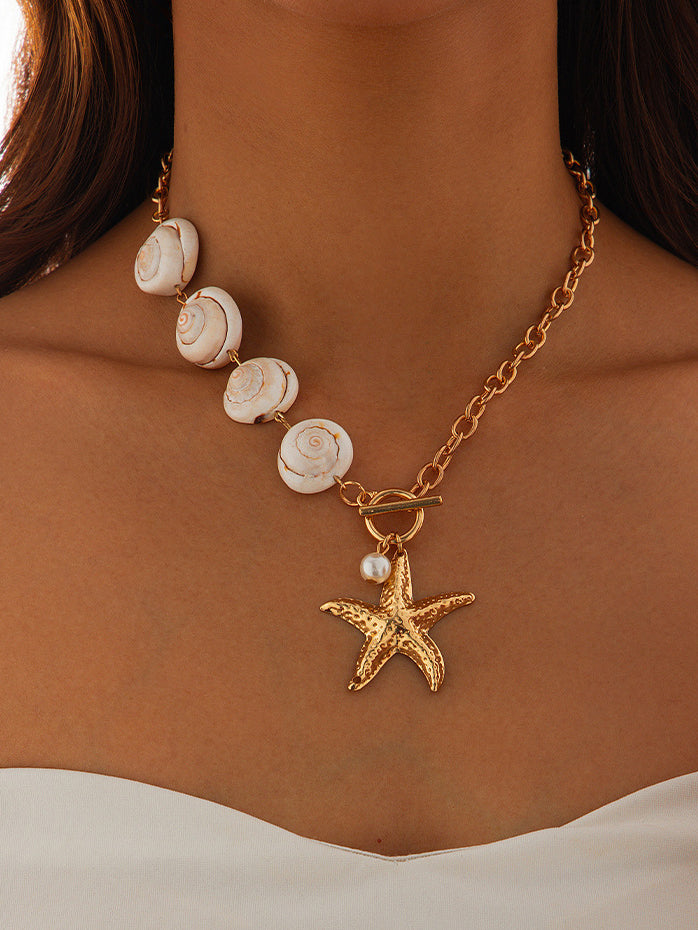 Elegante schelp- en zeesterhanger ketting - Perfect voor de strandliefhebber stijl