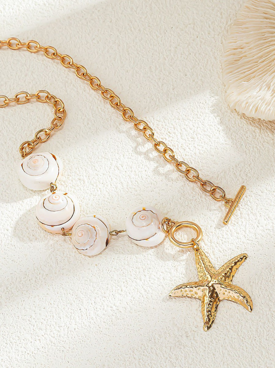 Elegante schelp- en zeesterhanger ketting - Perfect voor de strandliefhebber stijl