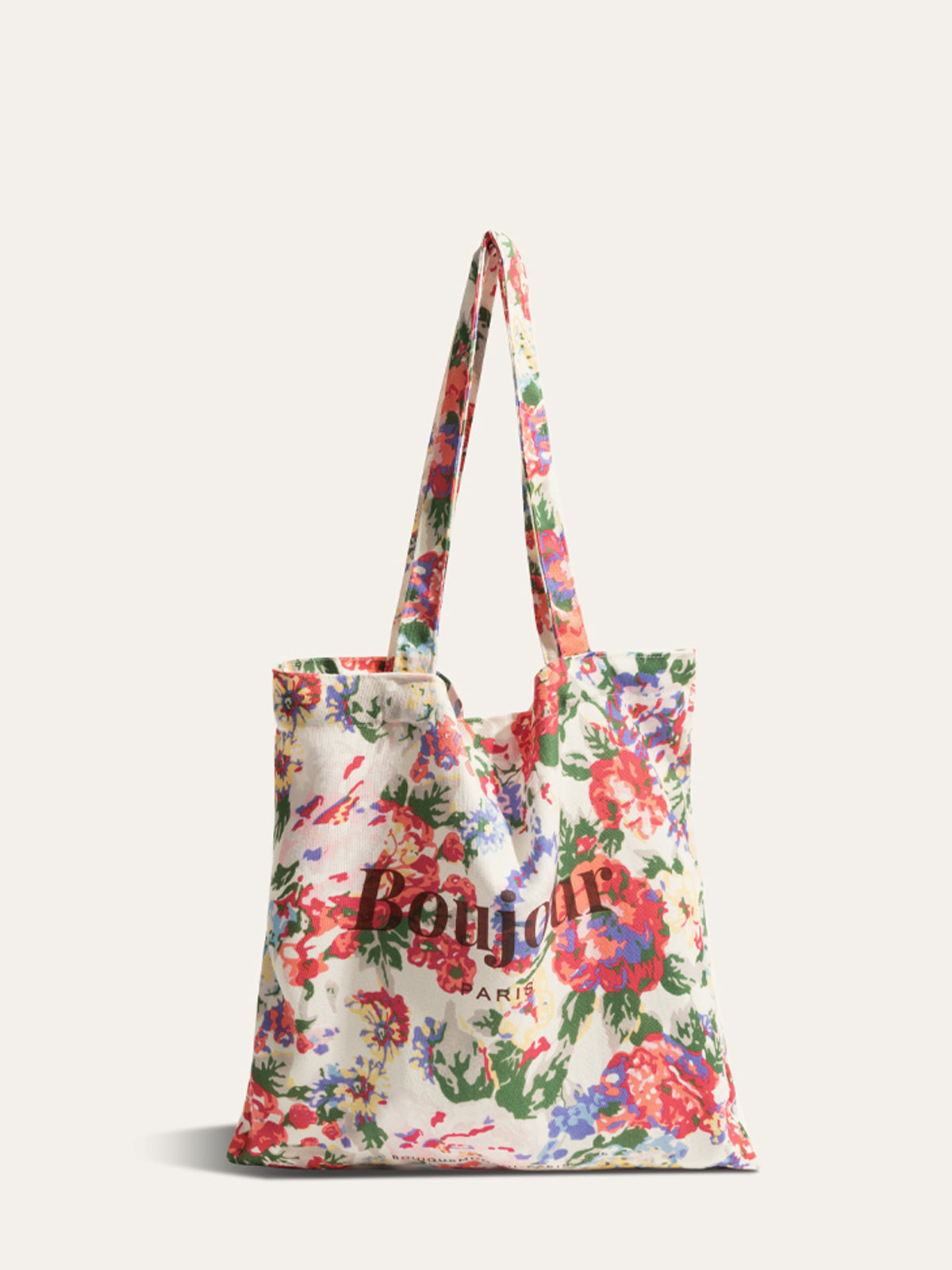 Luxe linnen schoudertas met elegante tropische bloemenprint
