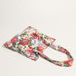 Luxe linnen schoudertas met elegante tropische bloemenprint