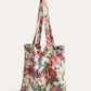 Luxe linnen schoudertas met elegante tropische bloemenprint