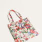 Luxe linnen schoudertas met elegante tropische bloemenprint