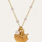 Chique gouden schelp- en zeesterrenhangers met elegante parels