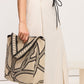 Stijlvolle leinen- en katoenen tas met elegante kettingdruk-look