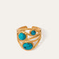 Gouden en zilveren ring met turquoise-inleg voor een elegante en verfijnde uitstraling
