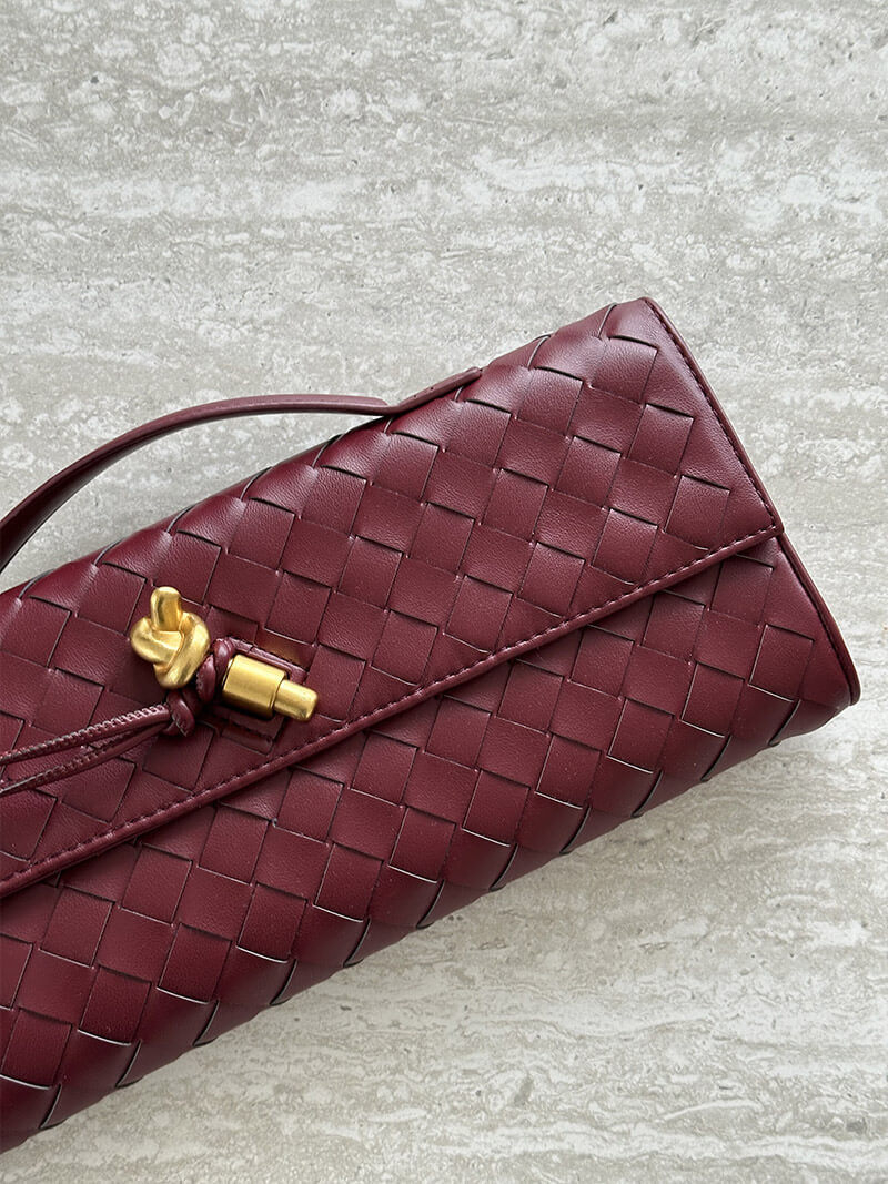 Stijlvolle Geweven Vegan Leren Handtas met Elegant Knoopsluiting