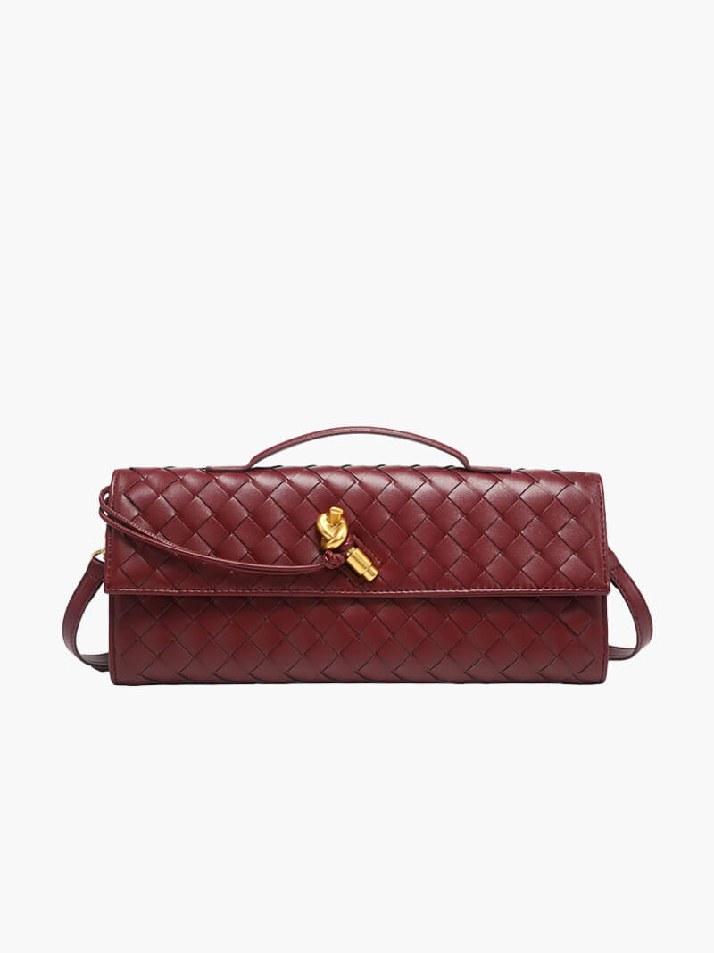 Stijlvolle Geweven Vegan Leren Handtas met Elegant Knoopsluiting