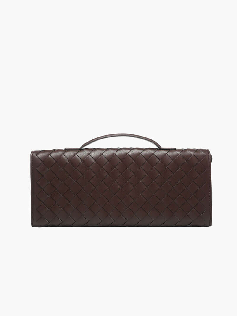 Stijlvolle Geweven Vegan Leren Handtas met Elegant Knoopsluiting