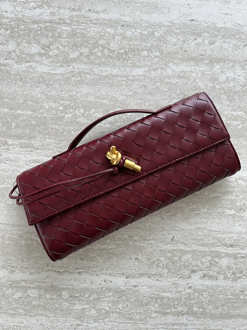 Stijlvolle Geweven Vegan Leren Handtas met Elegant Knoopsluiting