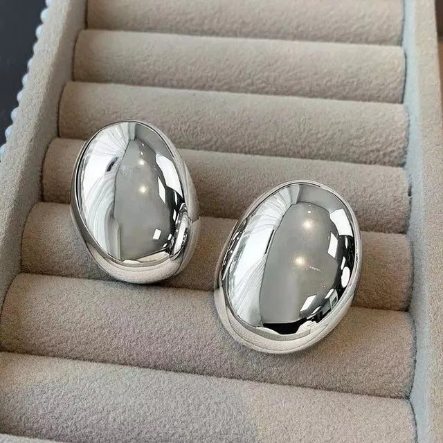 Ovale Oorbellen met Goud-, Rhodium- en Zilverkleurige Vergulding