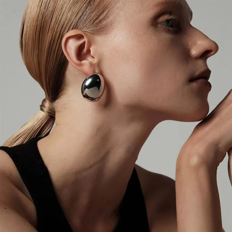 Ovale Oorbellen met Goud-, Rhodium- en Zilverkleurige Vergulding