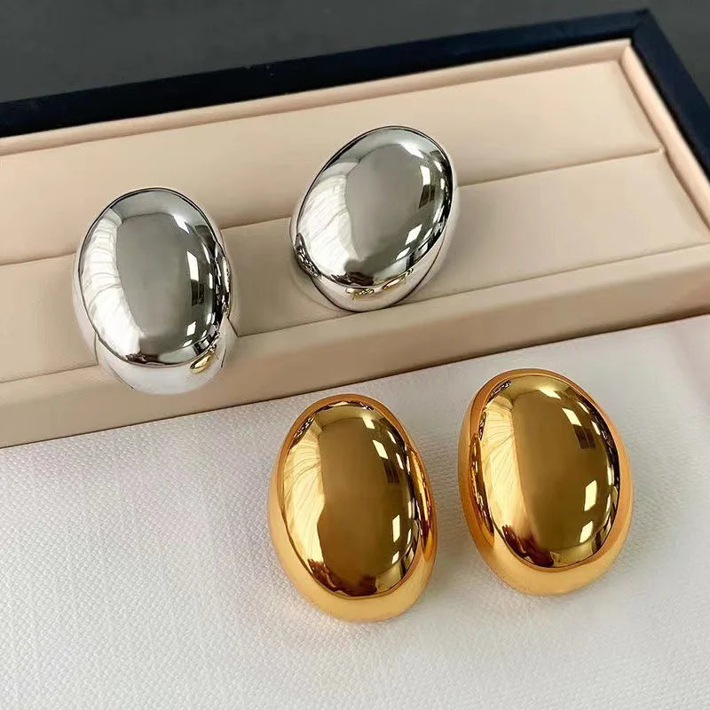 Ovale Oorbellen met Goud-, Rhodium- en Zilverkleurige Vergulding