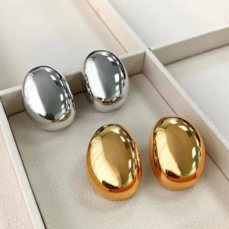 Ovale Oorbellen met Goud-, Rhodium- en Zilverkleurige Vergulding