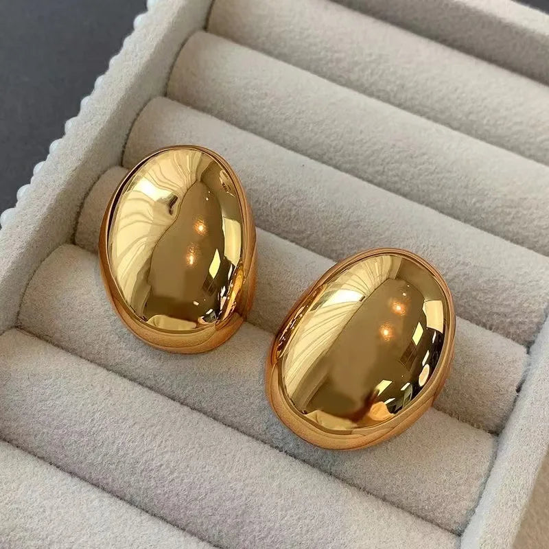 Ovale Oorbellen met Goud-, Rhodium- en Zilverkleurige Vergulding