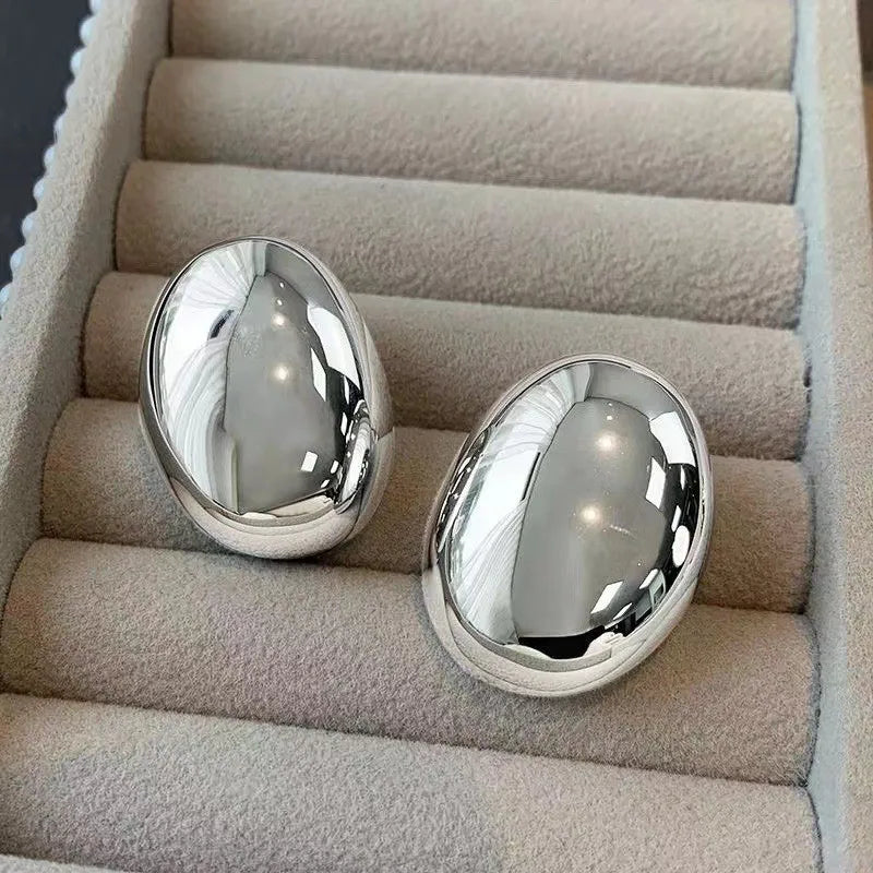 Ovale Oorbellen met Goud-, Rhodium- en Zilverkleurige Vergulding