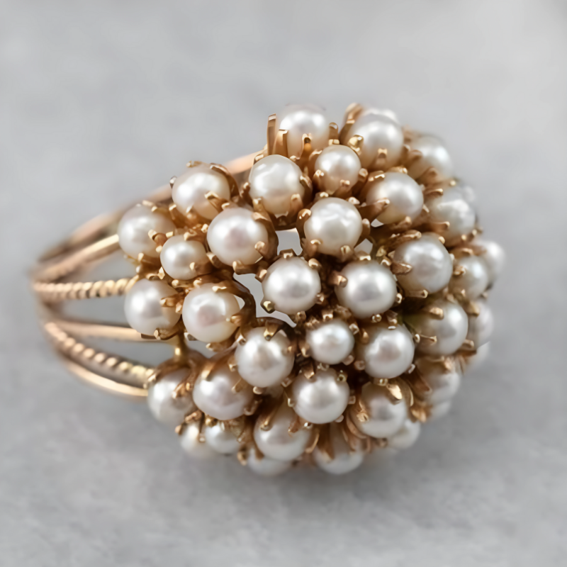 Elegante Gouden Parelsring voor een Tijdloze Look