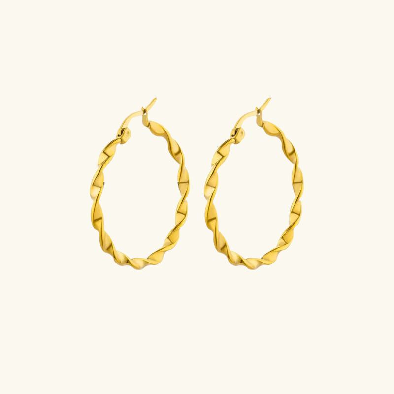Elegante Gedraaide Gouden Hoepel Oorbellen - Kelly voor een Chique Look