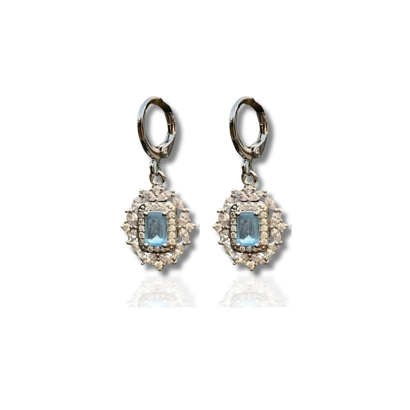 Stijlvolle Aquamarijn Kristal Hoop Oorbellen - Elegante Janneke Design
