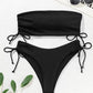 Bikini Ensemble Bandeau pour Femmes - Texture à Rayures - Haut Sans Bretelles & Bas à Nœud Latéral