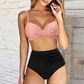 Dames badpak – hoge taille met ingebouwde beugels – kruisdetail bovenstuk – verstelbare spaghettibandjes – ademend materiaal