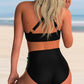 Damesbikinitop met halter, omvlechting – hoge taille slip – ademend en elastisch materiaal