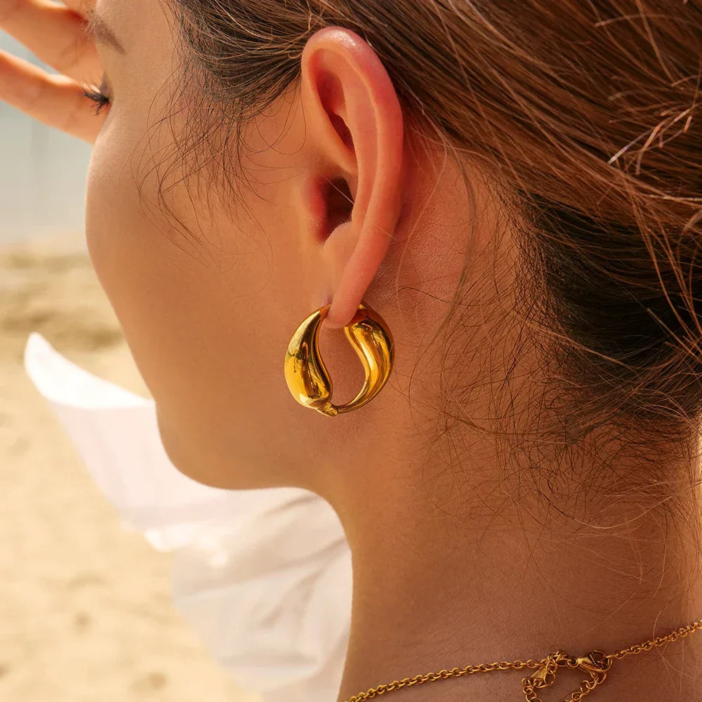 Gouden Golf Hoops Oorbellen