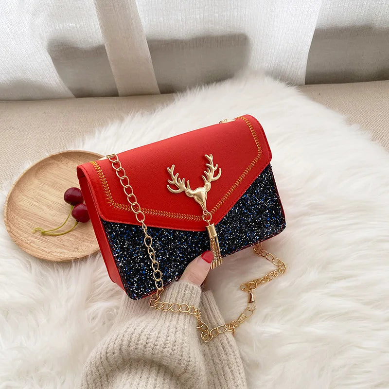 Felica™ | Dames Crossbody Schoudertas | Luxe Glittertas met Gouden Ketting