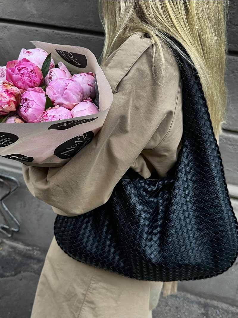 Aliyah | Stijlvolle Geweven Schoudertas van Vegan Leer
