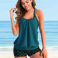 Tankini voor vrouwen – chique halterstijl – losse pasvorm – stippenpatroon – ademend en lichtgewicht materiaal