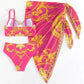 Boho Hoog Taille Bikini Set voor Vrouwen met Cover-up Vel̃