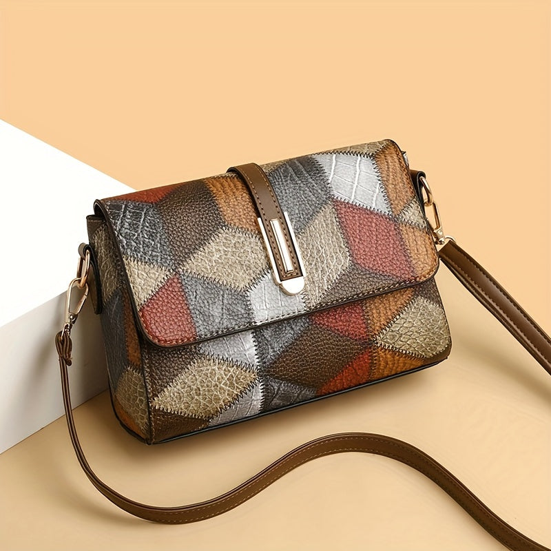 Annemiek™| Retro PU Leren Crossbody Tas met Kleurcontrast
