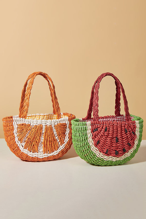 Schattige feestdagenfruit-geweven tas