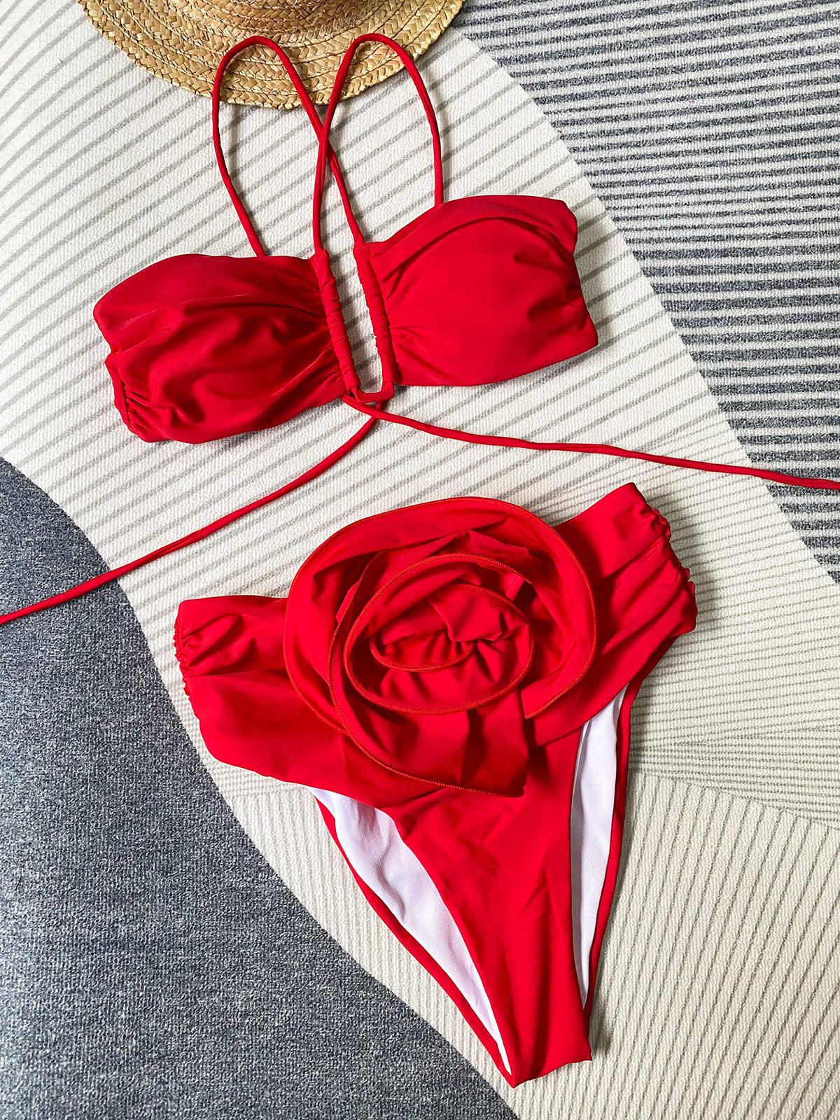Dames Bikini Halter Neck met Bloemen Details