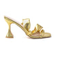 Metaal high heel sandalen met ruches en vierkante aspedster